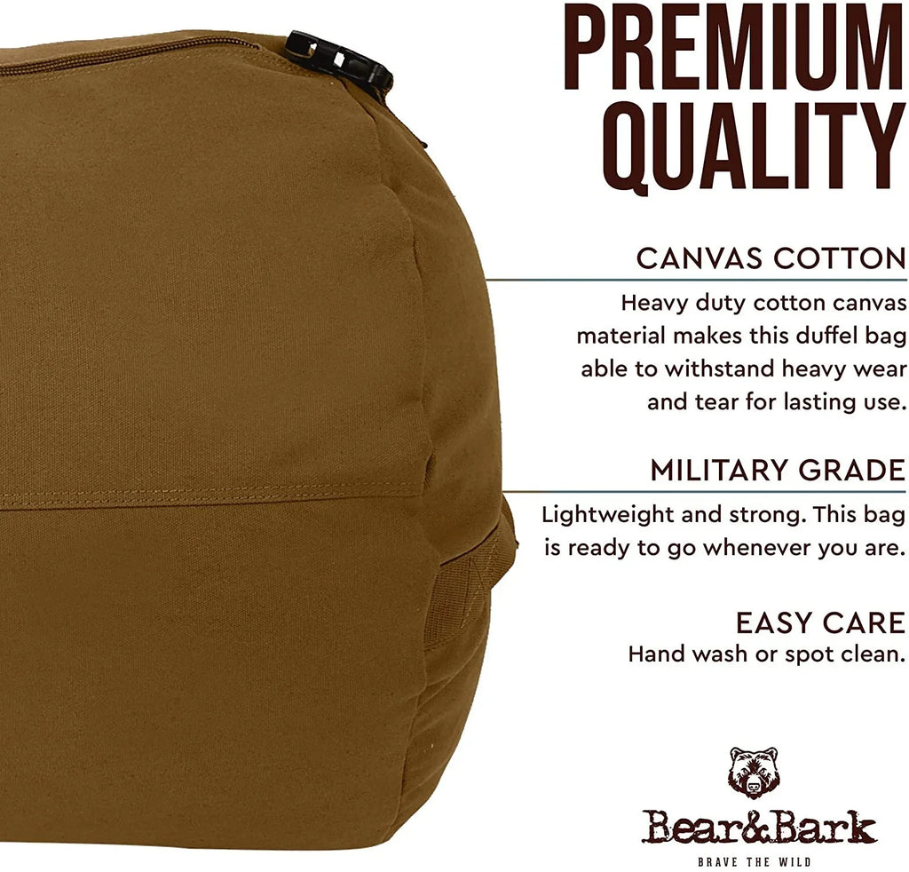 Gym, Men Very Shoulder Backpacking, 195.6L Bag Military Tote Student, Cargo Desert and Storage Duffel - Duffle Luggage Army - Travel Brown 38x20 College Canvas Bag design and and Large for Women