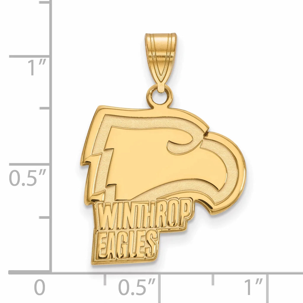 Large Winthrop (WU) Collegiate Official Yellow 14k Pendant LogoArt Gold University Licensed