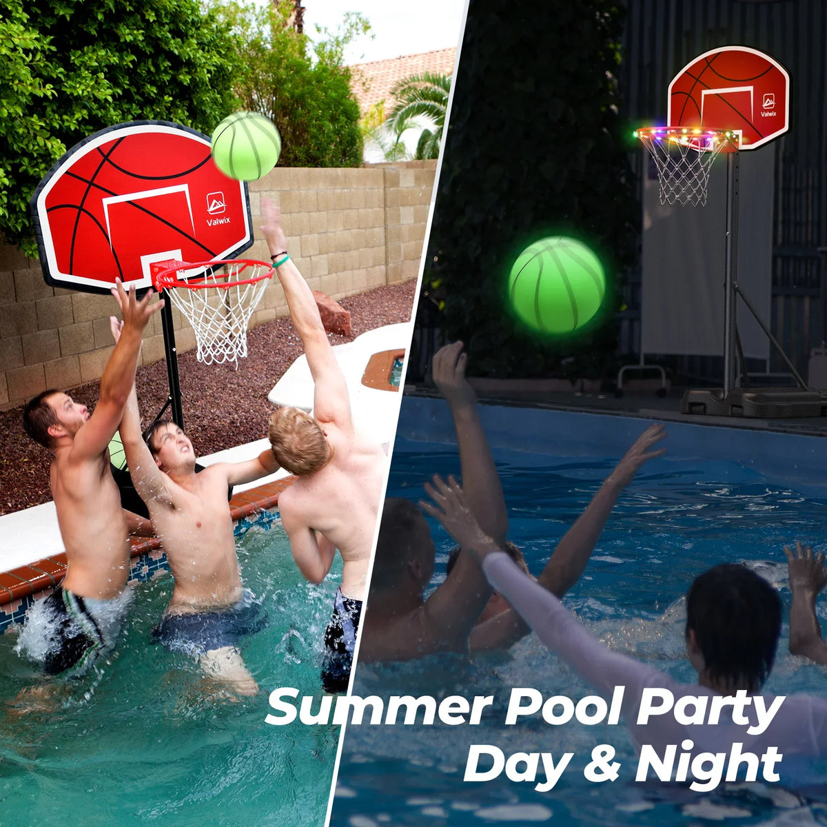 Adjustable Swimming Basketball Balls Pump Pool Height With 45"-59" And Hoop Valwix 2