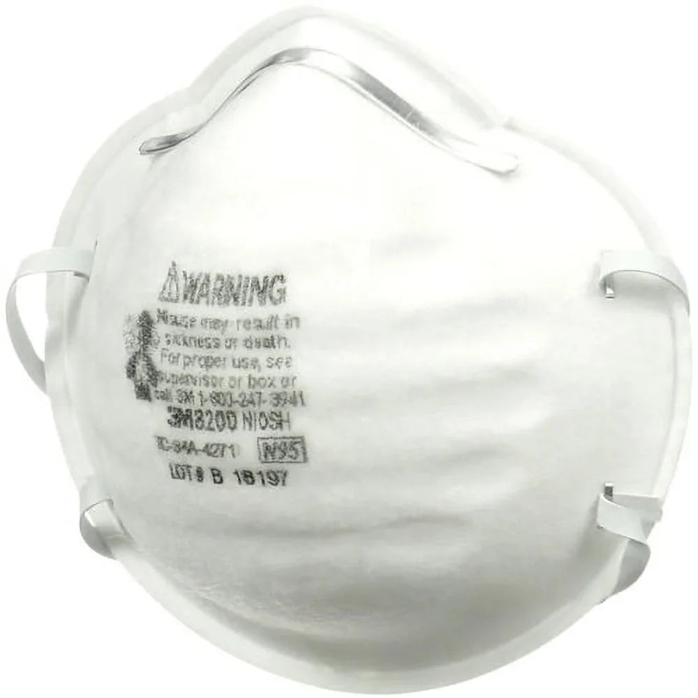 Clip Granular 12 3M Dust, Particle, Allergen Stretchable, 8200 Mold, Pesticide, Disposable, N95 Airborne - Lightweight, Particle Carton Nose Protection / - Adjustable Mask Respirator