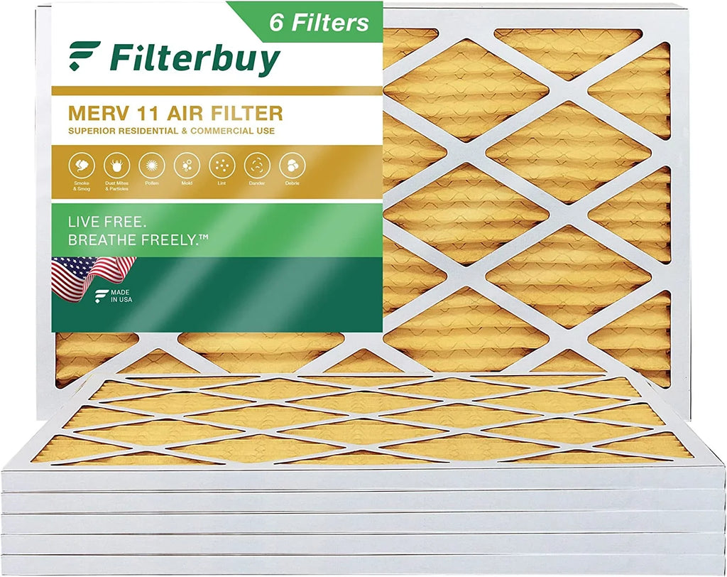 (6-Pack) HVAC 11 MERV Filterbuy Pleated AC Filters Furnace Air 20x30x1