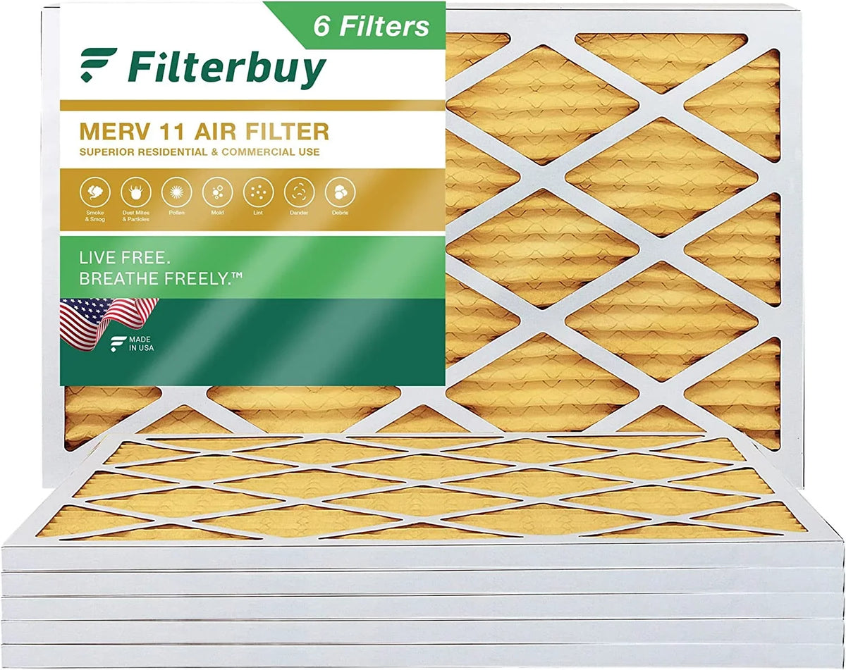 (6-Pack) HVAC 11 MERV Filterbuy Pleated AC Filters Furnace Air 20x30x1