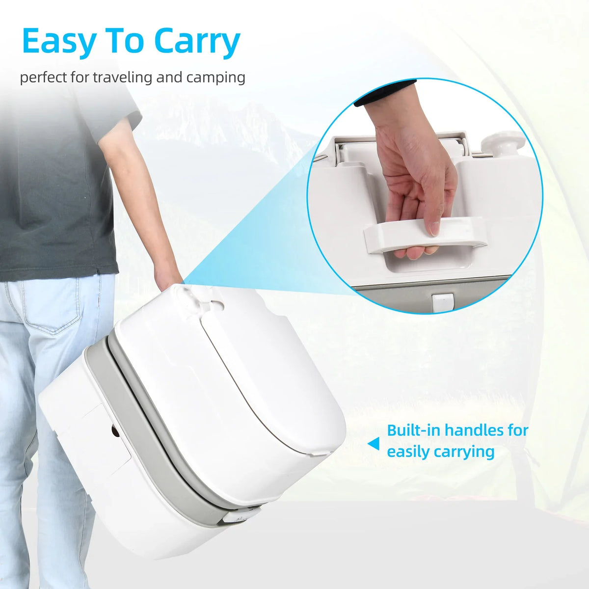 Portable Indicator, Gallon RV Toilet, exterior Camping 6.34 Rotating Porta DWVO Potty with Level RV , Spout Toilet