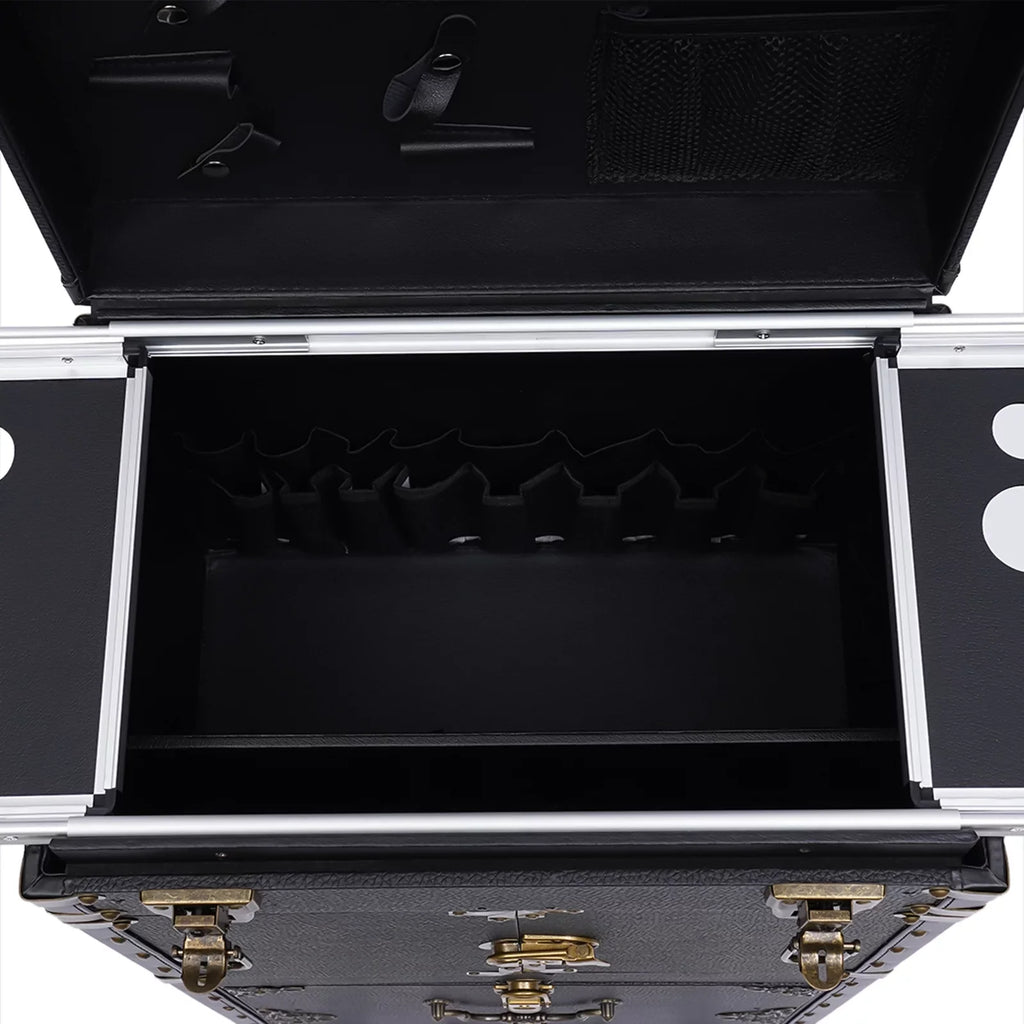 Travel Rolling Case, Beauty Holder Box Cosmetic Lockable Organizer Luggage, Salon Stylist Hairdressing Dryer with Makeup Train Miumaeov Hair Trolley Tool