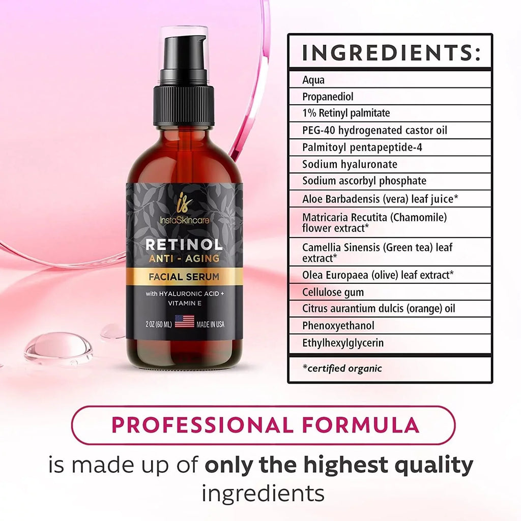 Serum fl Face Vitamin Anti Vera Aloe Acid A E Retinol Aging For Hyaluronic oz 2 +