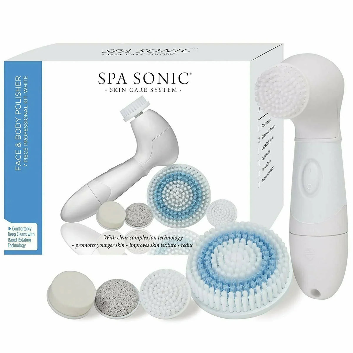 Professional Care Sonic & Body System Skin Spa White Kit, Face Polisher