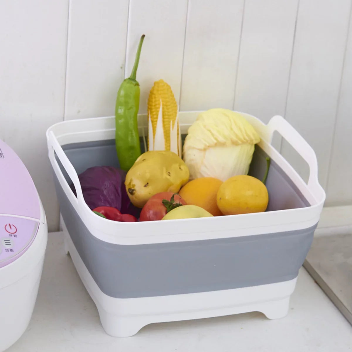 Plug(Gray) Basin Dish Gal(9L) Draining Tub,Washing Portable Collapsible Imoment Tub Sink,Folding with 2.4 Laundry