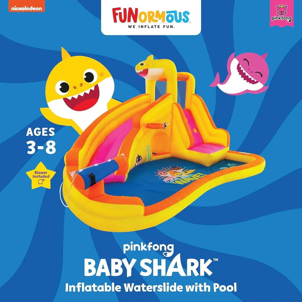 Bounce Wet Kids Pink Fun, Park, Shark liquid or Fong liquid Waterslide Funormous Slide Baby with Dry, Sprayer, exterior Inflatable liquid Blower House Curve Backyard Includes Slide, Pool Party &