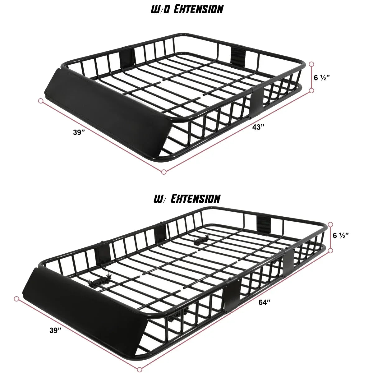 64" Rack Cargo Luggage Carrier Roof Basket SUV Extendable Teledu Steel Truck Top