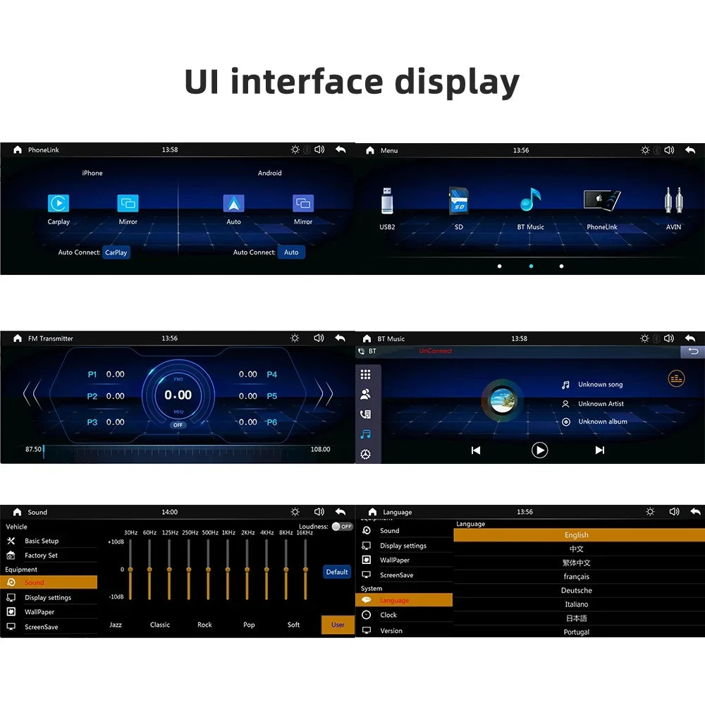 Stereo Synchronization/Rear Player with Stereo,Newest Car Bluetooth Unit Touch Screen with Car Navigation Carplay&Android 9.3 Auto Portable Transmitter,AUX, Bluetooth/FM FM Inch TF Wireless Camera