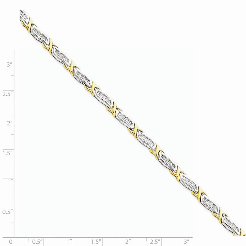 Two-Tone Diamond Baguette 14K 1cttw Bracelet Gold