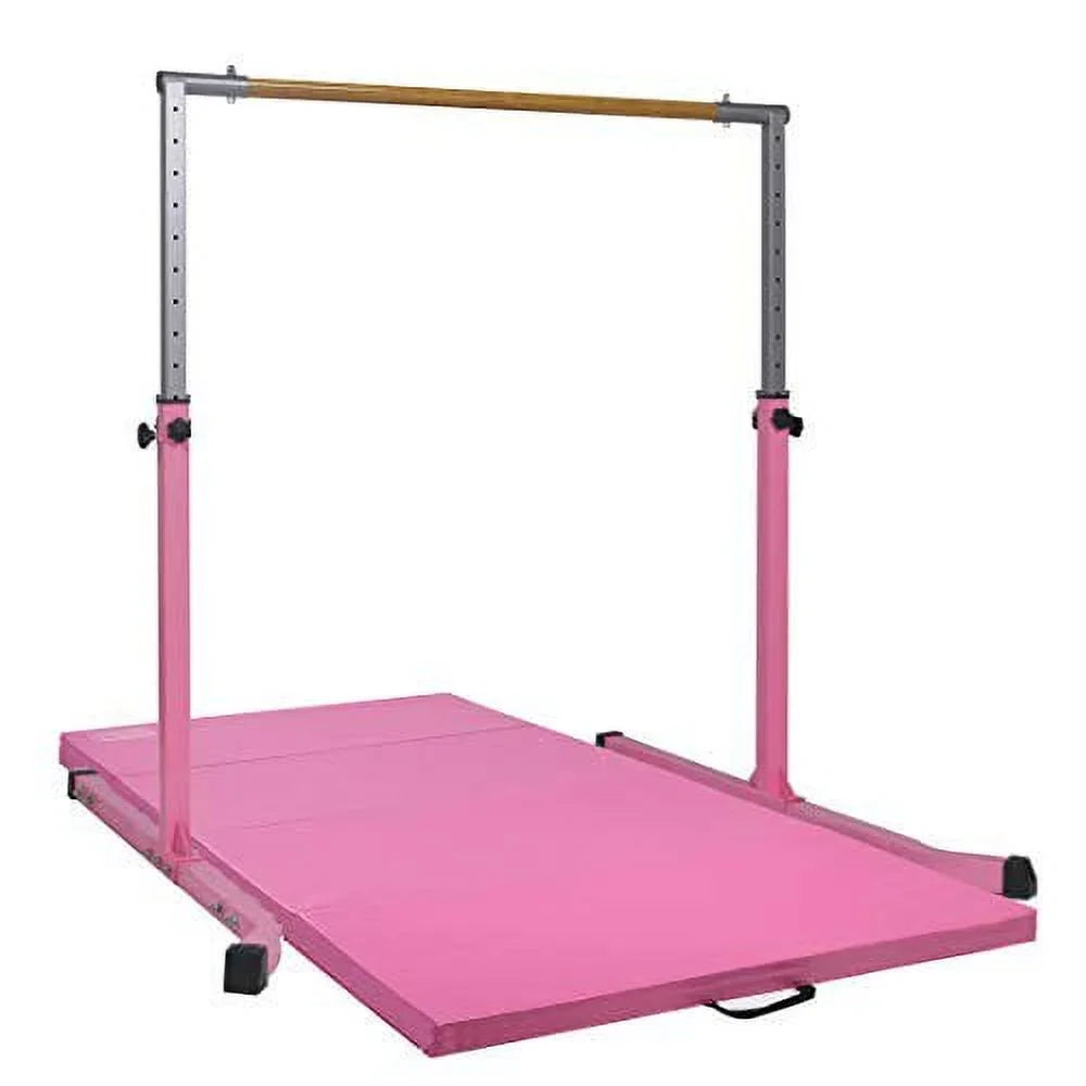 5-Star Heavy-Duty, Kids Gym Equipment 3-5FT, Training, TD Legs, Curved Adjustable Bar, Kip Pink Junior Home Gymnastic