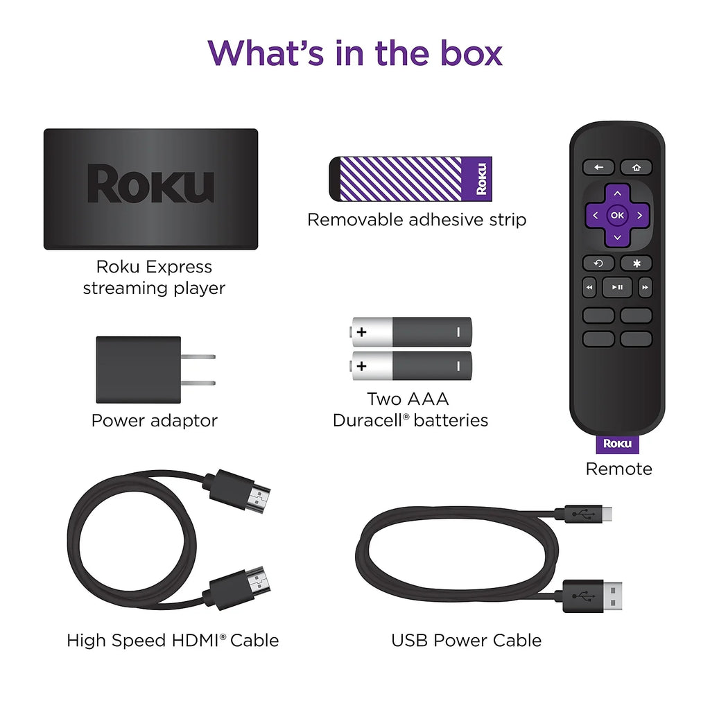 HD HDMI Streaming Simple Roku Player Remote and Speed Cable High with Media Express