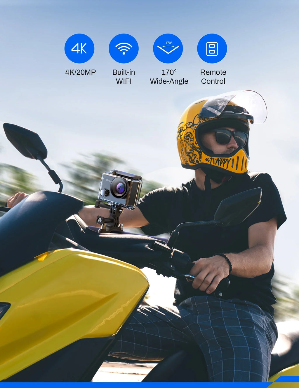 Action WiFi 16MP Underwater CT9000 Sports 40M Crosstour with & Control 4K/25FPS/ Remote IP68 Camera