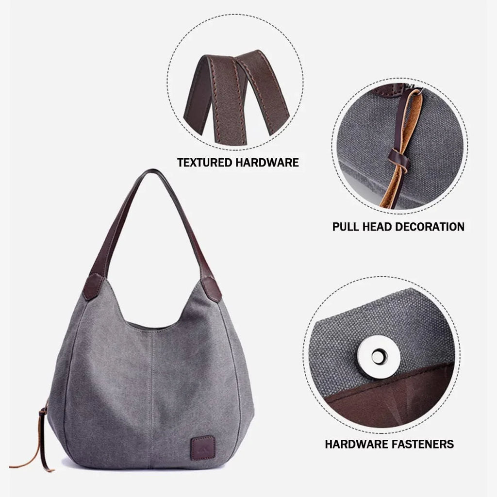 Multi Purses Bags Canvas Shoulder Hobo Women Purse Handbags Totes Pocket