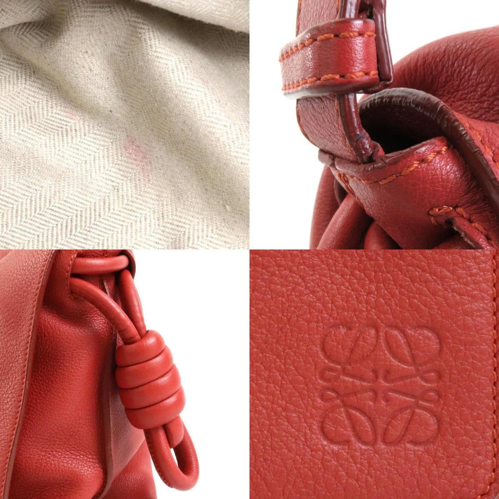 Orange (Good) Bag Pre-Owned Leather Shoulder Red Women's LOEWE