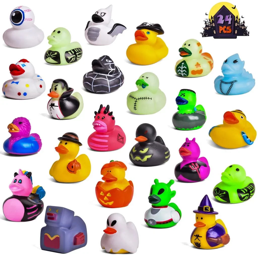 Pcs Bath Baby Ducks,Rubber for Rubber Showers,Halloween or Ducks Halloween Treat,Halloween Party Toys 24 Fun Toys Little Decor Trick Favors