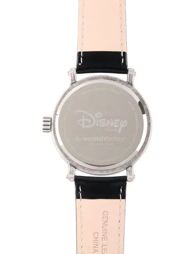 Mouse Antique Vintage Mickey Silver Strap Watch, Black Men's Leather Alloy