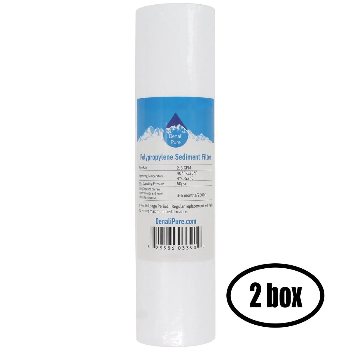 60 Polypropylene System Filter 2 Cartridge 5-Micron Distributors Denali - Distributors for 5-Stage Brand of H2o H2O - for Boxes USRO5-60-QC-38-USA RO Sediment Replacement 10-inch Universal Pure GPD
