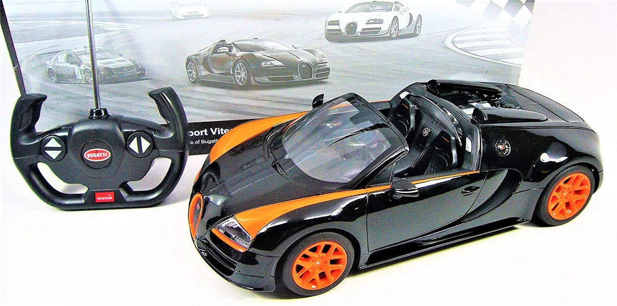 Vitesse Bugatti Car Wonder Licensed Black/Orange Model Grand Wheels Sport RC - Veyron 1:14