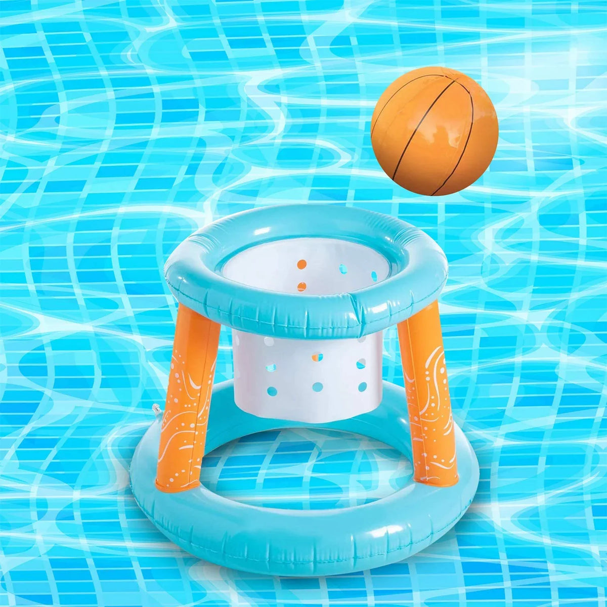 Ball, Court Net Blue Fun Marigold 2 exterior | Game Kids, Basketball Light Volleyball for Volleyball Pool Swimming Inflatable Basketball Adults, with & Family Hoops