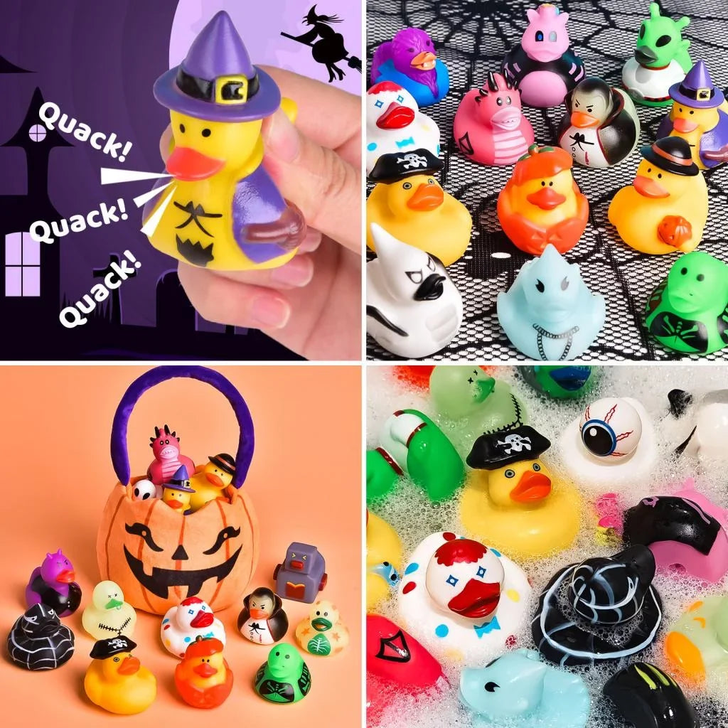 Pcs Bath Baby Ducks,Rubber for Rubber Showers,Halloween or Ducks Halloween Treat,Halloween Party Toys 24 Fun Toys Little Decor Trick Favors