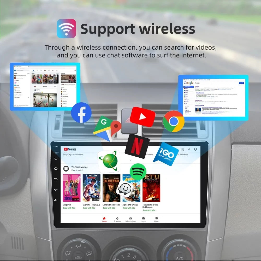 Screen Wireless Car Android Support Stereo 10 JMANCE 9" for Touch Radio Auto CarPlay 2011-2014 Andriod Sienna