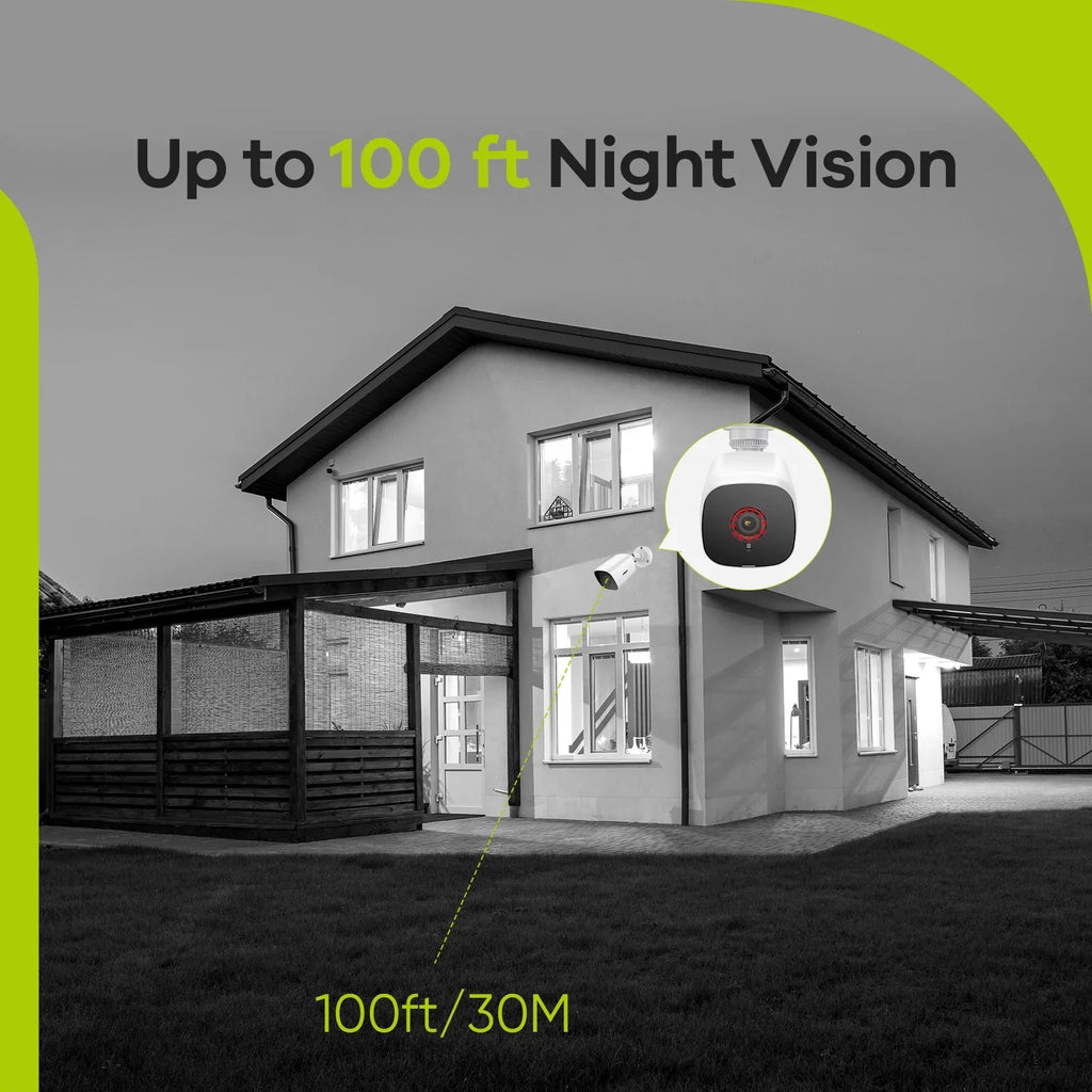 Night ft HD with Waterproof 4PCS Security 2MP 100 Security IP66 Full for DVR SANNCE exterior Vision System CCTV Camera Wired Camera