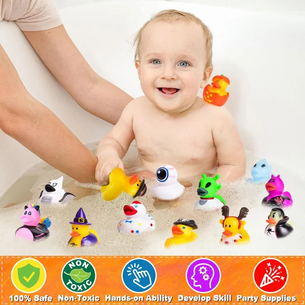 Pcs Bath Baby Ducks,Rubber for Rubber Showers,Halloween or Ducks Halloween Treat,Halloween Party Toys 24 Fun Toys Little Decor Trick Favors
