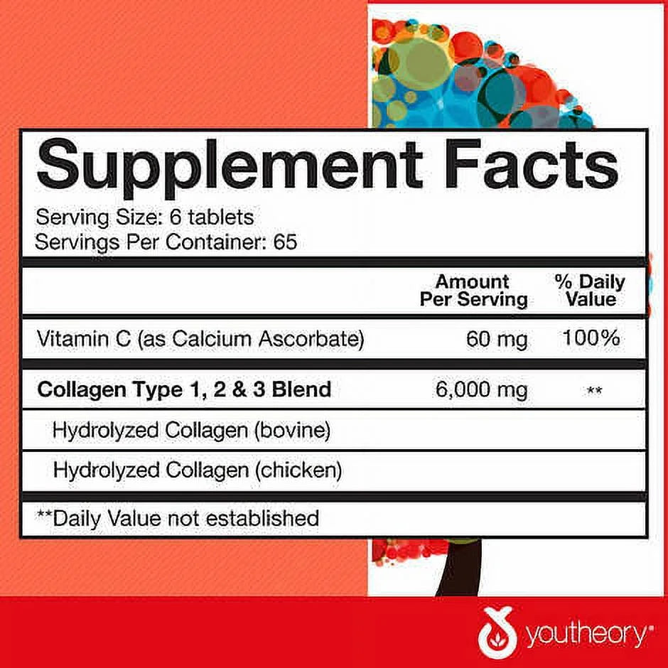 youtheory Acids tablets Advanced Type Formula Collagen 1,2,3 390 with Amino 18