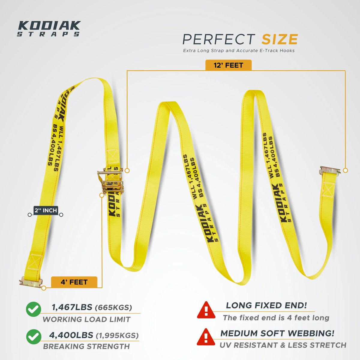 Trailer Accessories, Straps, STRAPS (6 Cargo 16' Track E KODIAK Enclosed Track E Pack) Trailer etrack & Straps x Van Ratchet Straps Logistic 2" for