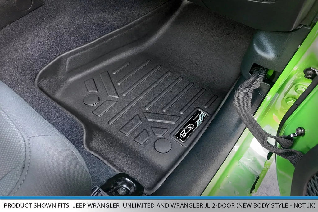 with Liner SA0316-B0459 Set Fit Storage Smartliner for Lockable Custom Floor Mats Jeep Rear Row 2 Gladiator, Black 2020-2023 Underseat