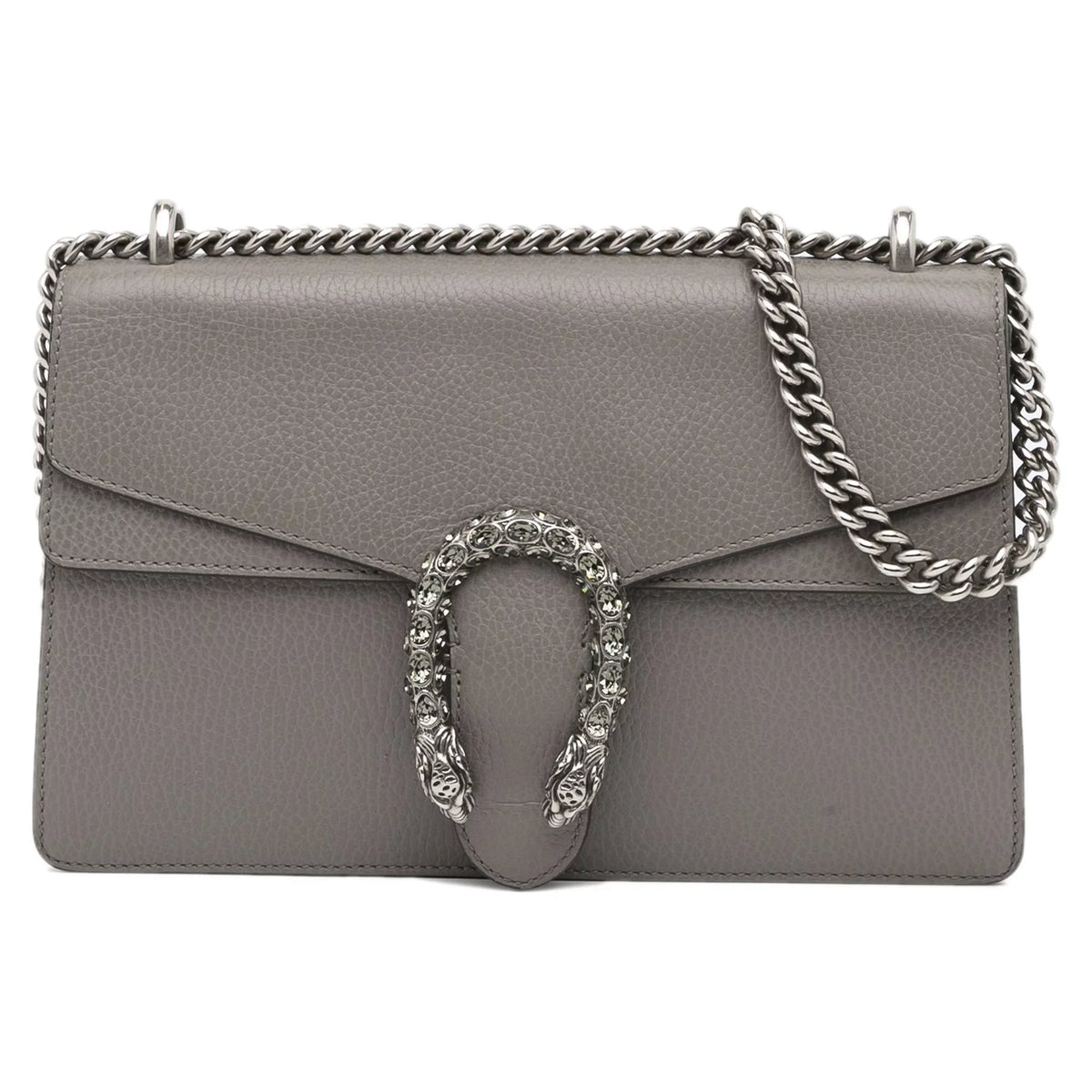 Authenticated Unisex Shoulder Calf Pre-Owned Gray Bag Dionysus Small Leather (Good)