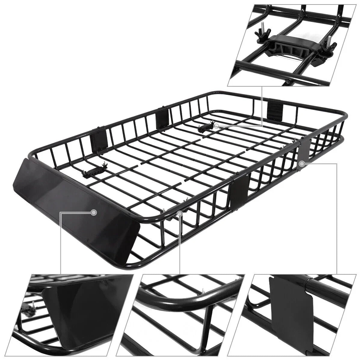 64" Rack Cargo Luggage Carrier Roof Basket SUV Extendable Teledu Steel Truck Top