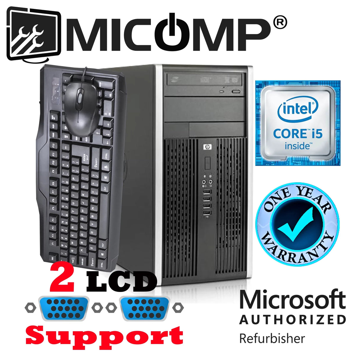 New 3.1Ghz Core WiFi DVD+RW i5 HP SSD Dual Display PC Bit Professional 10 Windows 8100 Ready Dual 250GB 8GB Tower