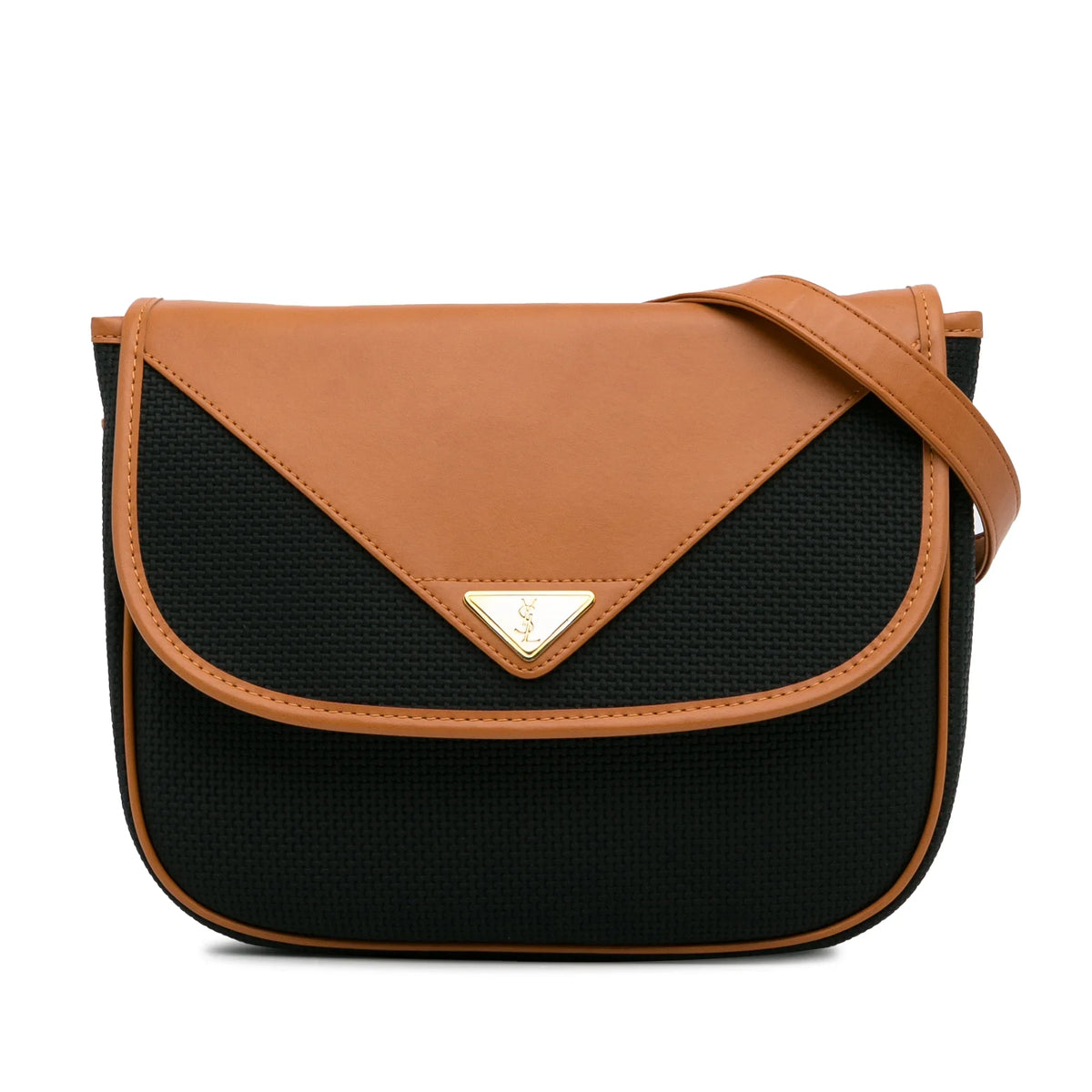 Authenticated Unisex (Like Fabric Black Bag Canvas Crossbody YSL Coated Pre-Owned New)