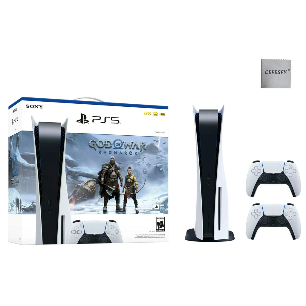 Video Ragnarök Bundle –with War Dualsense PlayStation_PS5 (Disc – White Edition) Game of Extra Cefesfy Console Controller, God