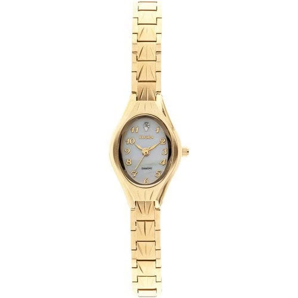 Adult Elgin Watch Analog Gold Stainless Female in Dial Steel(EG9759) Oval with