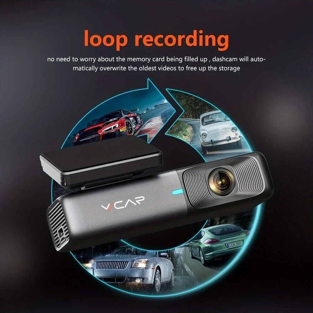 Recording, Max, Night 128GB Cam Cars Car 1440P Free Card, Dash G-Sensor, Vision, 2.5K Loop VVCAR Camera Dash WiFi 32G Support for