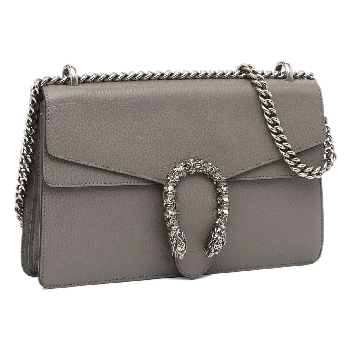 Authenticated Unisex Shoulder Calf Pre-Owned Gray Bag Dionysus Small Leather (Good)