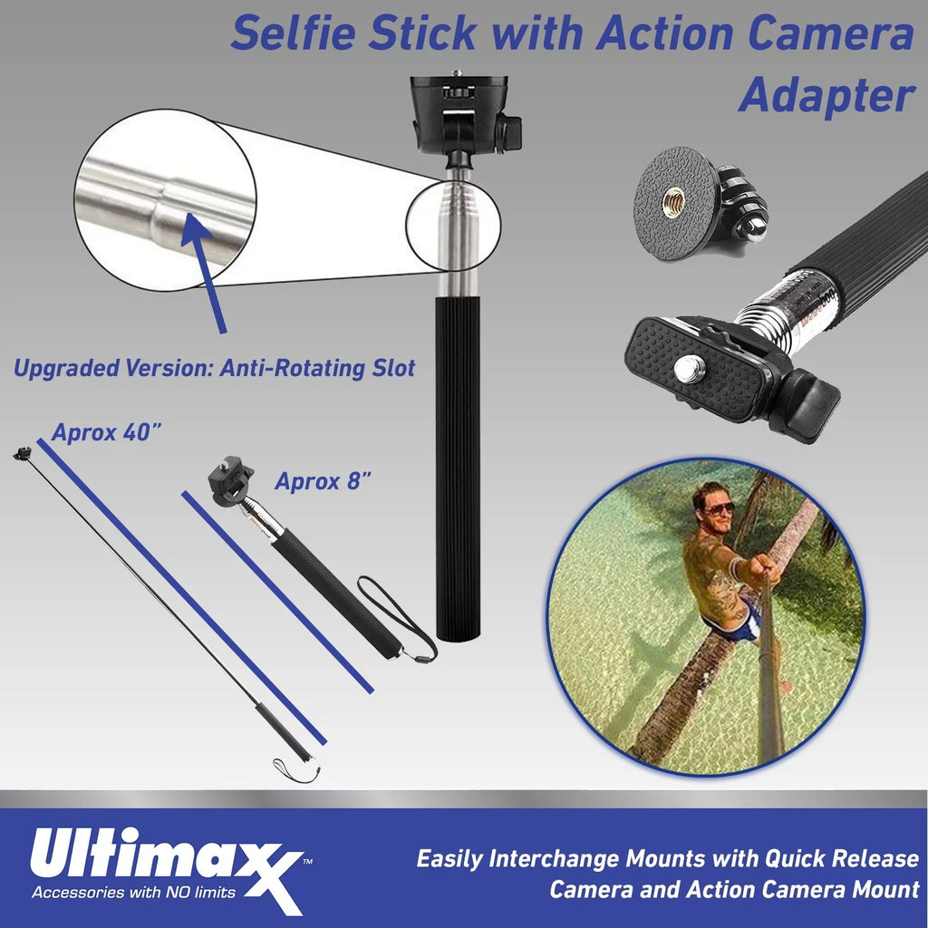 Wrist & Selfie-Stick, Much Ultimaxx Starter Floating Action Camera Includes: More Action GO Frame Adapter, - 2 Camera Insta360 Strap Bundle