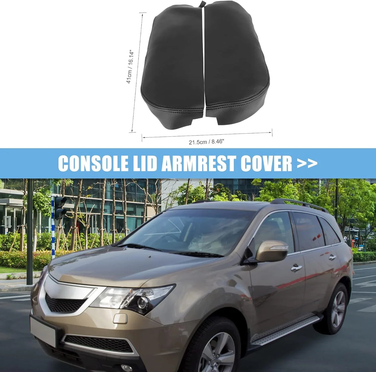 Leather Lid Microfiber Seat Black X Protector Armrest Cover Lid Console MDX Armrest Car Not Box Center AUTOHAUX Acura Pair Replacement 2007-2013 Included for