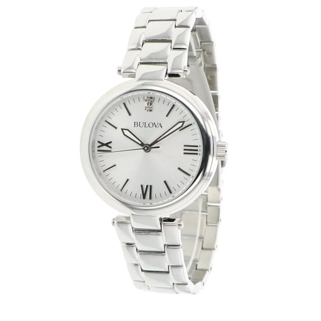 Dimond Silver Watch Dial Stainless Steel - Women's 96P151 Bulova