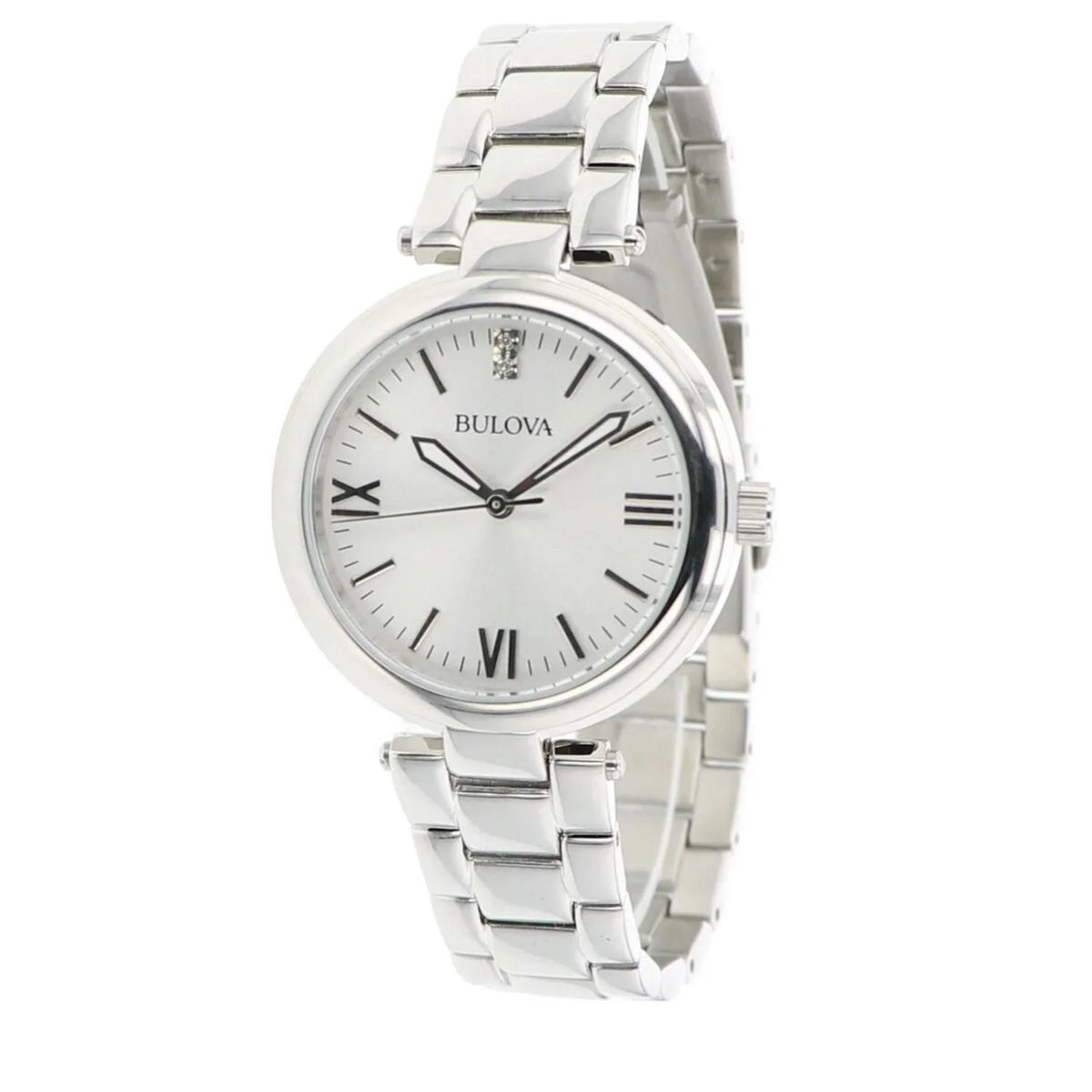 Dimond Silver Watch Dial Stainless Steel - Women's 96P151 Bulova