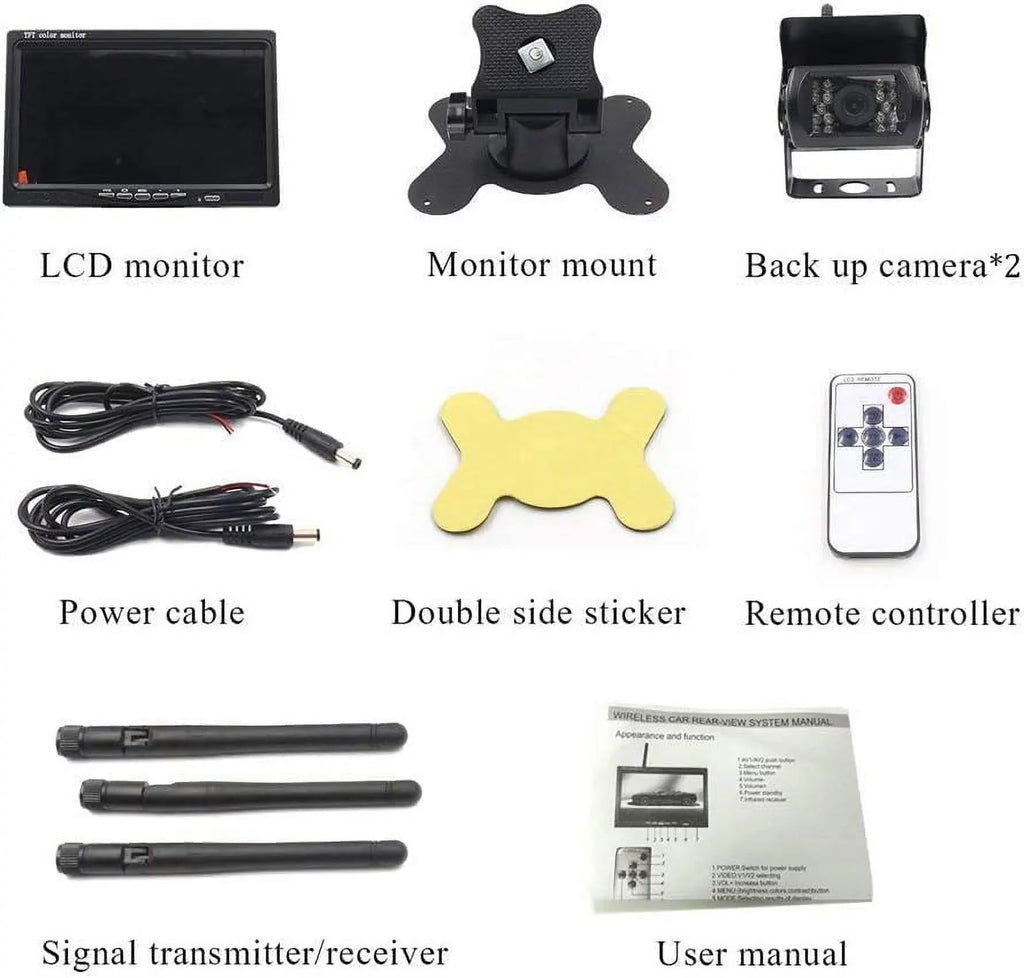 IR Wireless RV/SUV/Van/Pickup/Truck/Trailer RV 7 Camera 2 for and Kit Camera Backup Night Bileeko Vision inchMonitor Rear PCS View