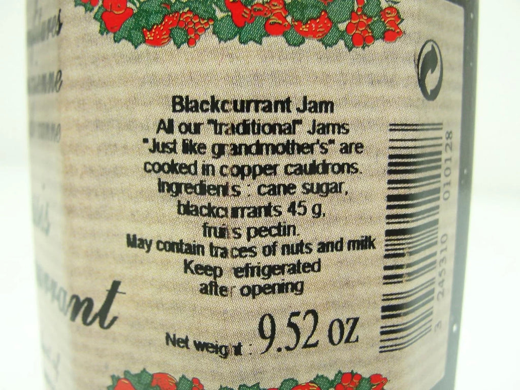 Natural French Currant Confitures ~Andresy Black L'ancienne, Pure 9 (Cassis) Sugar Jar Jam Jam Three Cane Oz All A