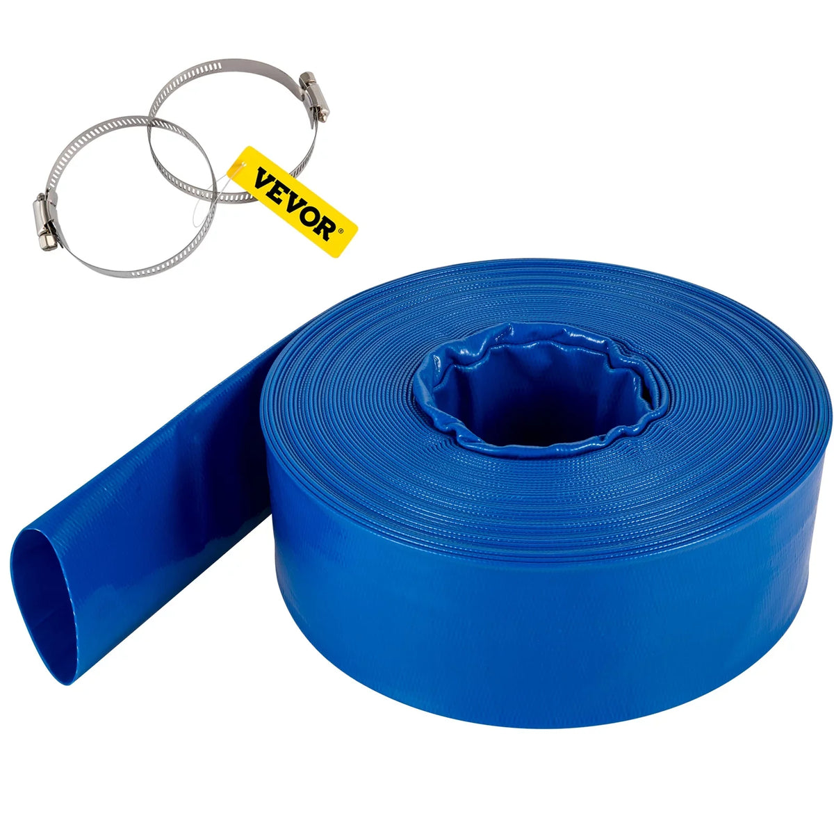 105', Backwash with Burst-proof, VEVOR 3" Hose, for x PVC Flat Swimming Ideal & Duty liquid Transfer, Hose, Blue Lay Clamps, Heavy climate-proof Fabric Hose Discharge & Drain Pool