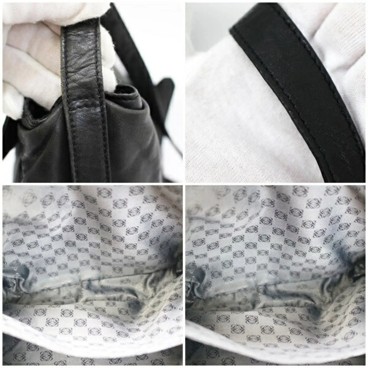 Shoulder Bag Ladies Leather Black Pre-Owned (Good) Anagram Loewe LOEWE