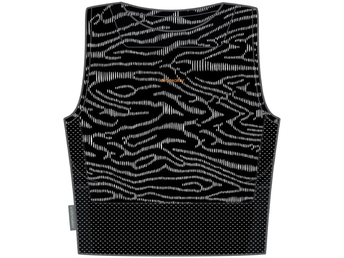 Lines L ZoneKnit Topo 125 Black/Snow/Aop, - Women's, Cropped Bra-Tank Icebreaker