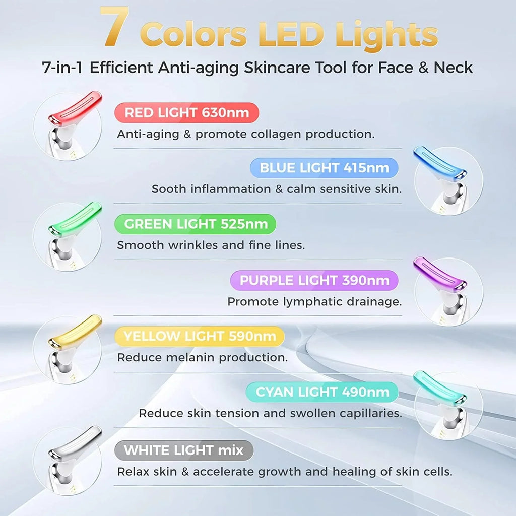 for 7 Face Device, Rejuvenation Neck Color Deplux Red Beauty for Face, Face Glossy Skin & White Device, Therapy Tightening Neck